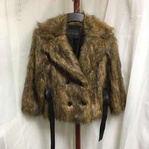 Rachel Zoe Faux Fur Brown Button Front Jacket  Size  Small